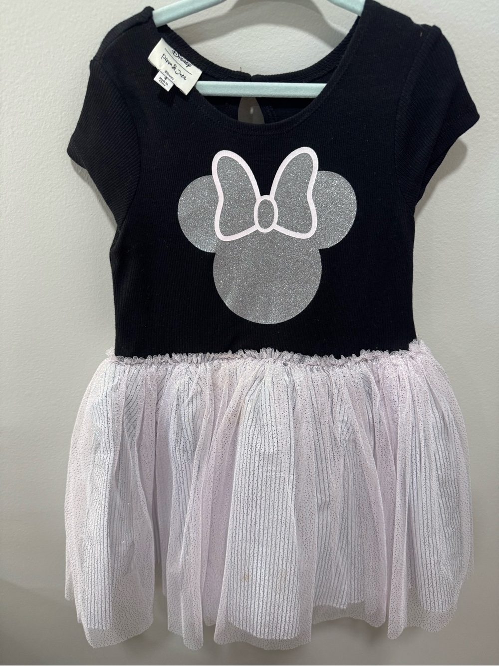 Pippa & Julie Black Dress with Light Pink Tulle Minnie Silhouette